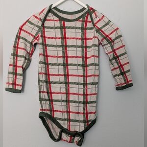 Kyte Baby Christmas Plaid Long Sleeve Bodysuit Size 6-12 Months